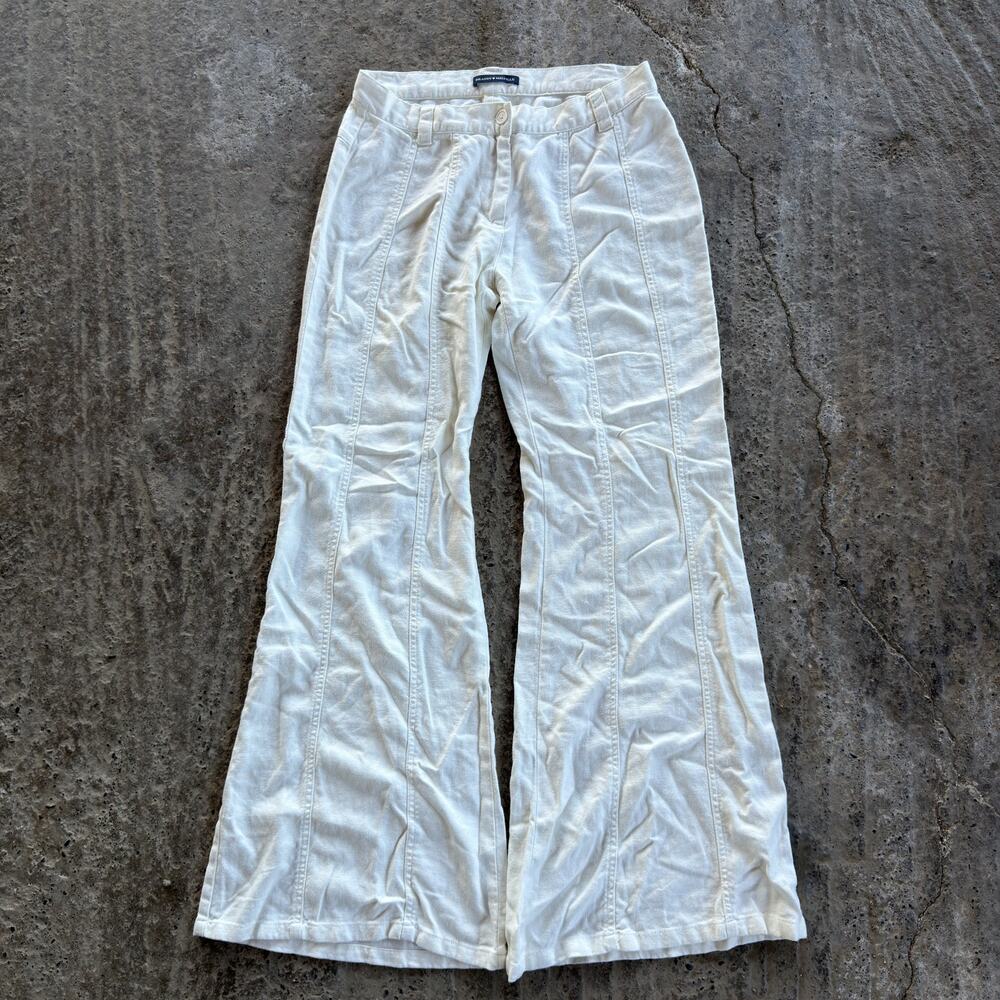Brandy Melville White Cotton Flared Parachute Bootcut 28x30 White 00s
